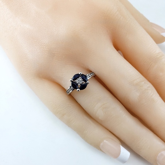 14 Karat White Gold Sapphire and Diamond Ring Size 7 #20034 - Picture 8 of 8